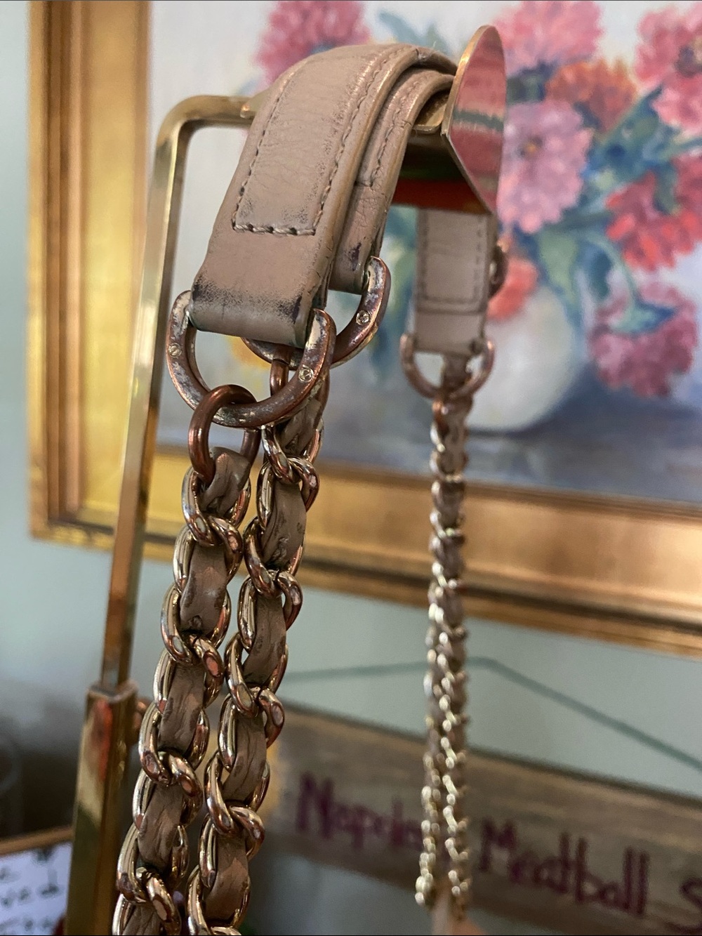 Tory Burch Taupe Leather Marion Saddle Bag Purse. - Picture 4 of 11